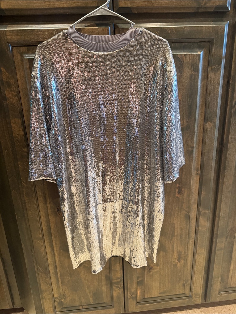 Like new All Saints Allsaints Opal Silver Sequin Logo Dress M $199! - Picture 5 of 8